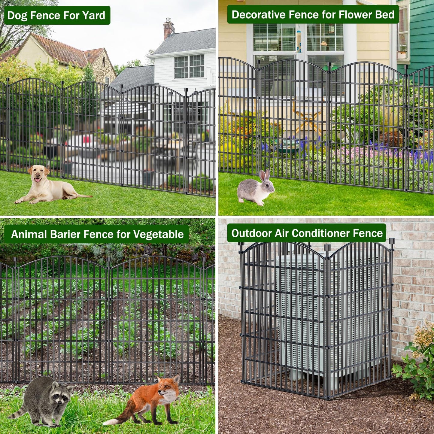 10 Panels No Dig Decorative Garden Fence - 40 in (H) x 23.6 ft (L), Dog Fence Outdoor for Yard,Rustproof Metal Animal Barrier Ground Stakes Fencing for Garden, Patio, Flower Bed