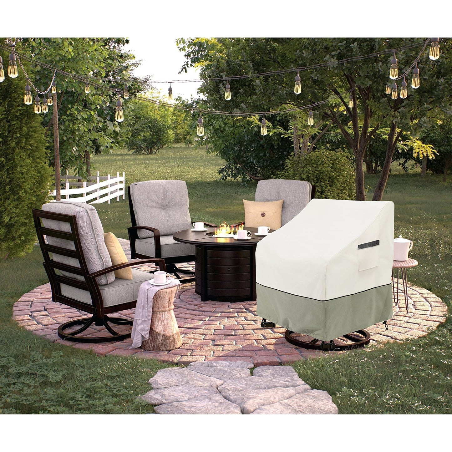 LSongSKY Outdoor Swivel Lounge Chair Cover 2 Pack,100% Waterproof Heavy Duty Outdoor Chair Covers,(33 W x 35 D x 38.5 H inches) Patio Furniture Cover for Swivel Patio Chair,White&Grayish Green