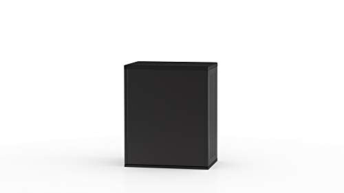 Suncast Heavy-Duty Resin Outdoor Storage Cabinet, 30" W x 20.25" D x 36" H Dark Grey Base Garage Storage Cabinet with Lockable Doors and Metal Reinforced Shelves, Made in The USA