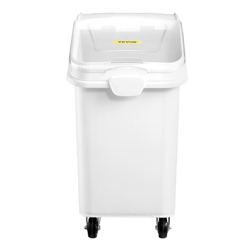 Mophorn 27 Gallon Food Storage Containers 500 Cup Ingredient Bin with Scoop and Sliding Lid Commercial Food Container Ideal for Rice storage, Dog Food Container, Flour and Sugar Containers, White