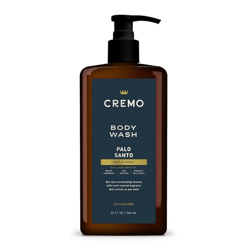 Cremo Rich-Lathering Palo Santo Body Wash for Men, Notes of Bright Cardamom, Dry Papyrus and Aromatic Palo Santo, 32 Fl Oz