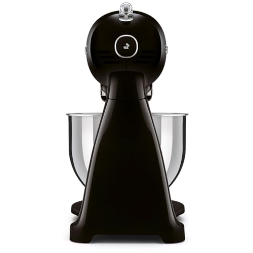 SMEG SMF03 Stand Mixer – 5 Qt Tilt-Head Mixer with Stainless Steel Bowl, 10 Speeds, Retro 50s Vintage Style – Black