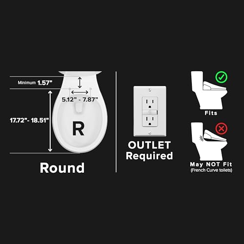 SmartBidet® SB-1200 Luxury Advanced Electric Smart Bidet Round White Toilet Seat with Remote control, Endless Warm Water with LED Night Light, Slim Profile