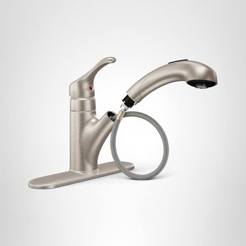 Moen Renzo Spot Resist Stainless One-Handle Pullout Kitchen or Laundry Faucet Featuring Power Clean, CA87316SRS