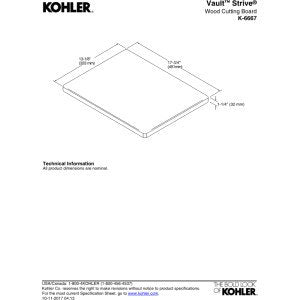 KOHLER K-6667-NA Vault/Strive Wood Cutting Board, 1-Pack