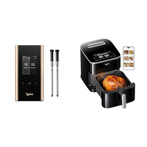 Bundle of Typhur Sync Gold Wireless WiFi Meat Thermometer+Typhur 8QT Sync Air Fryer