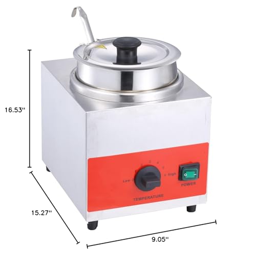 Electric Cheese Dispenser with Insert Pot Hot Fudge Warmer 10 Can Capacity Food Warmer for Nachos,Sauce,Soup,Caramel,Popcorn Butter,Chocolate(ladle)