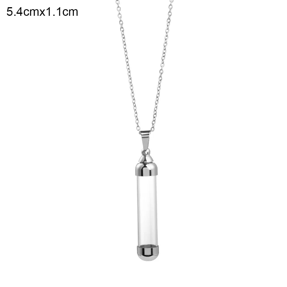 925 Sterling Silver Blood Vial Necklace For Women and Men - Glass Vial Pendant Necklace Perfume Bottle - Water Container Jar For Liquid Oil Diffuser Vial Jewelry