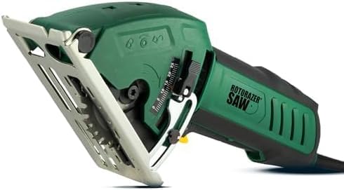 Official ROTORAZER Compact Circular Saw Set for DIY Projects - Cut Drywall, Tile, Grout, Metal, Pipes, PVC, Plastic, Copper, and Carpet w/Blades, Dust Collector & Case - AS SEEN ON TV (Green)