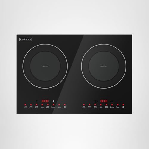 Empava Double/Dual Induction Cooktop 2 Burner, Shatter-proof Flat Glass Top, 18 Levels from 120°F to 460°F, 3 Preset Mode, Bulit-in/Countertop, 110~120 Volt Plug in Electric Stove for Kitchen, RV