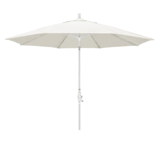 California Umbrella 11' Rd. Fiberglass Rib Patio Umbrella, Crank Lift, Collar Tilt, White Pole, Canvas (GSCUF118170-SA53-DWV)