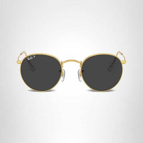 Ray-Ban Unisex RB3447 Round Metal Round Sunglasses, Gold/Black Polarized, 53 mm