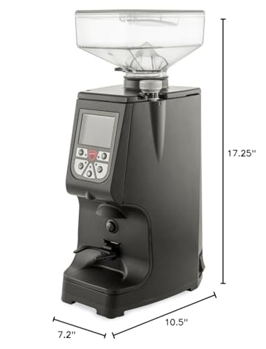 Eureka Atom Commercial Espresso Grinder | 60mm Flat Burrs | Sound Insulation | Programmable Timer Based Dosing | Digital | (Matte Black)