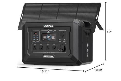 OUPES Mega 2 2500W Solar Generator with 240W Panel Included, 2048Wh Portable Power Station Solar Battery Station Made for Emergency, Home Backup, Outdoor Camping RV/Van