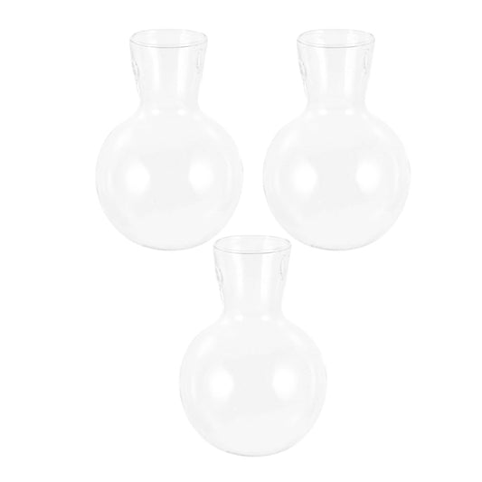 JEWEDECO Glass Flower Vase with Wooden Stand 3pcs High Borosilicate Glass Propagation Station Desktop Planter for Hydroponic Plants and Terrarium Home Décor