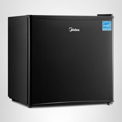 Midea WHS-65LB1 Mini Fridge, 1.6 Cu.ft Energy Star Certified Mini Refrigerator, Adjustable Thermostat, Reversible Door, Low Noise for Dorm, Office, Bedroom, Black