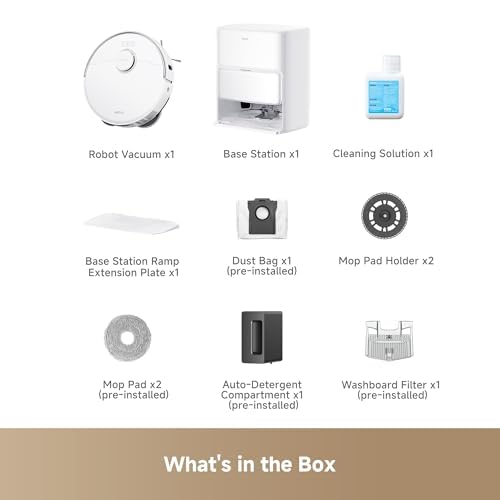 Mova P50 Pro Ultra Robot Vacuum and Mop, 19,000Pa Suction with Anti-Tangle Brush, Removable & Liftable Mop for Carpet & Floor, 167℉ Mop & Washboard Self Drying & Cleaning, Auto Empty & Refill