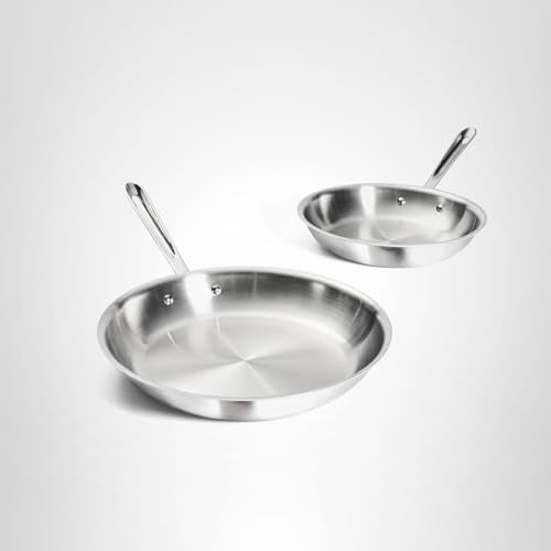 All-Clad D3® Stainless Steel 10 and 12 inch Frying Pans Set - Made in the USA- The Original Bonded Professional Cookware- Oven Safe & Induction Compatible