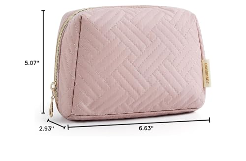 BAGSMART Small Makeup Bag, Travel Cosmetic Bag Make Up Pouch Small Travel Essentials for Women Dorm Room Essentials Pouch,Water-resistant Toiletry Bag,Makeup Organizer Bag,Pink