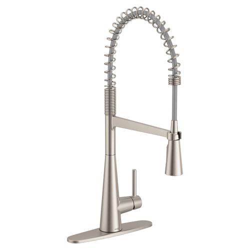 Moen Sleek Stainless Pulldown Kitchen Faucet, Modern Kitchen Faucet with One Handle High-Arc, Power Boost, Easy Installation and Spot Resist Finish, 5925SRS