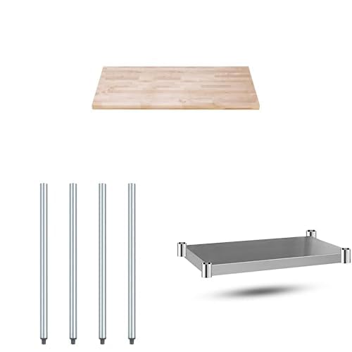 DuraSteel 24x48 Butcher Block Countertop - Natural Solid Wood Slab - Maple Table Top for Cabinet, Kitchen, Restaurant, Coffee, Desk, Bar Table - Optional Base Leg Units