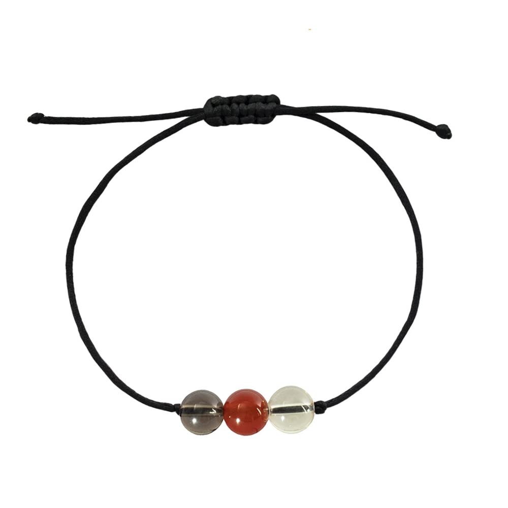 BOHO GARDEN Healing Crystal Bracelet for Good Luck - Spiritual Beaded Bracelet - 3 Real Natural Gem Stones, Adjustable 3-9.7” Rope - Gemstone Jewelry for Men, Women, Teens (13+) - 8mm Bead