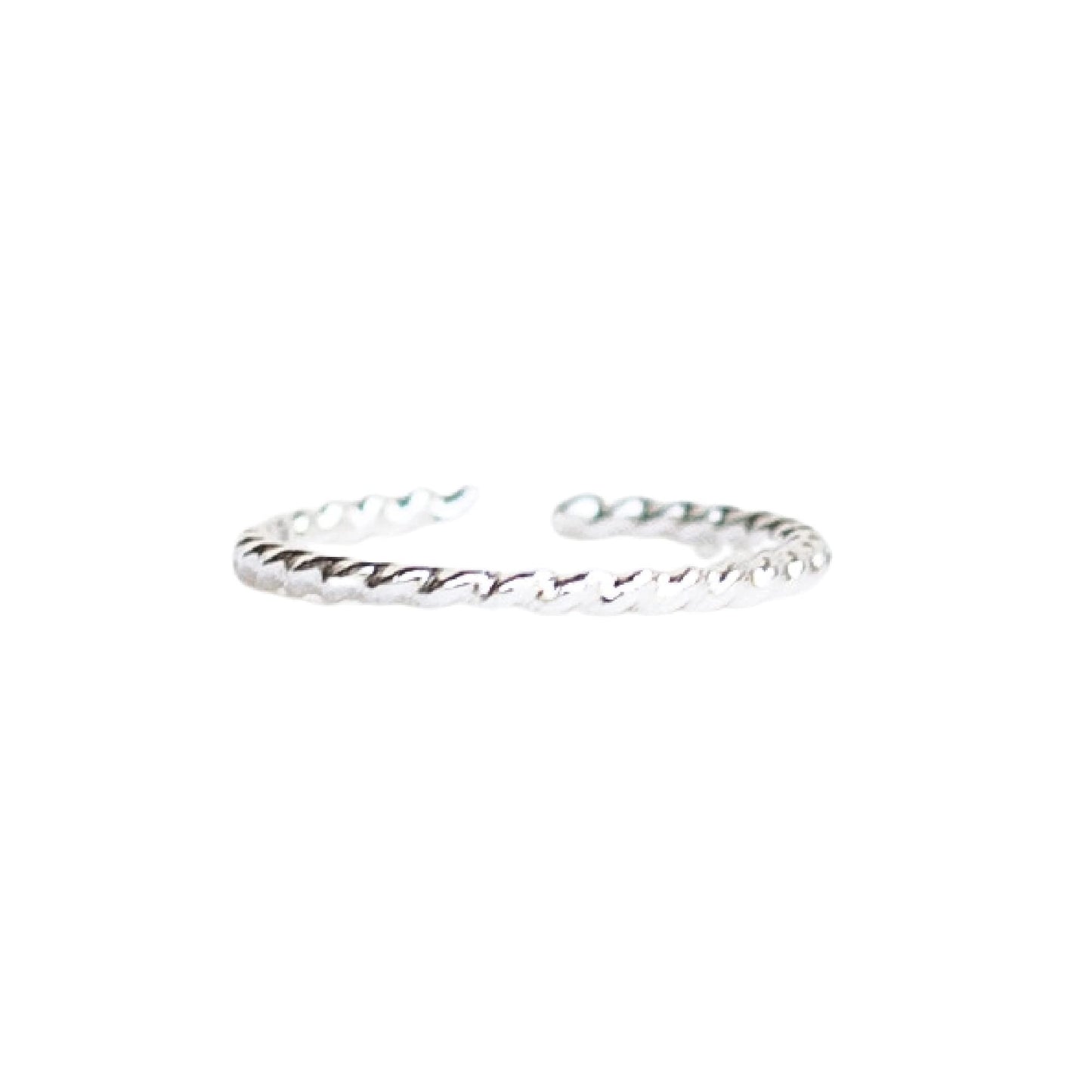 Ellie J Maui 925 Sterling Silver Adjustable Toe Ring – Rope Twist Design | Non-Tarnish Open Cuff | Handmade Minimalist Toe Jewelry for Women | Waterproof, One Size Fits Most (Single Sterling Silver)