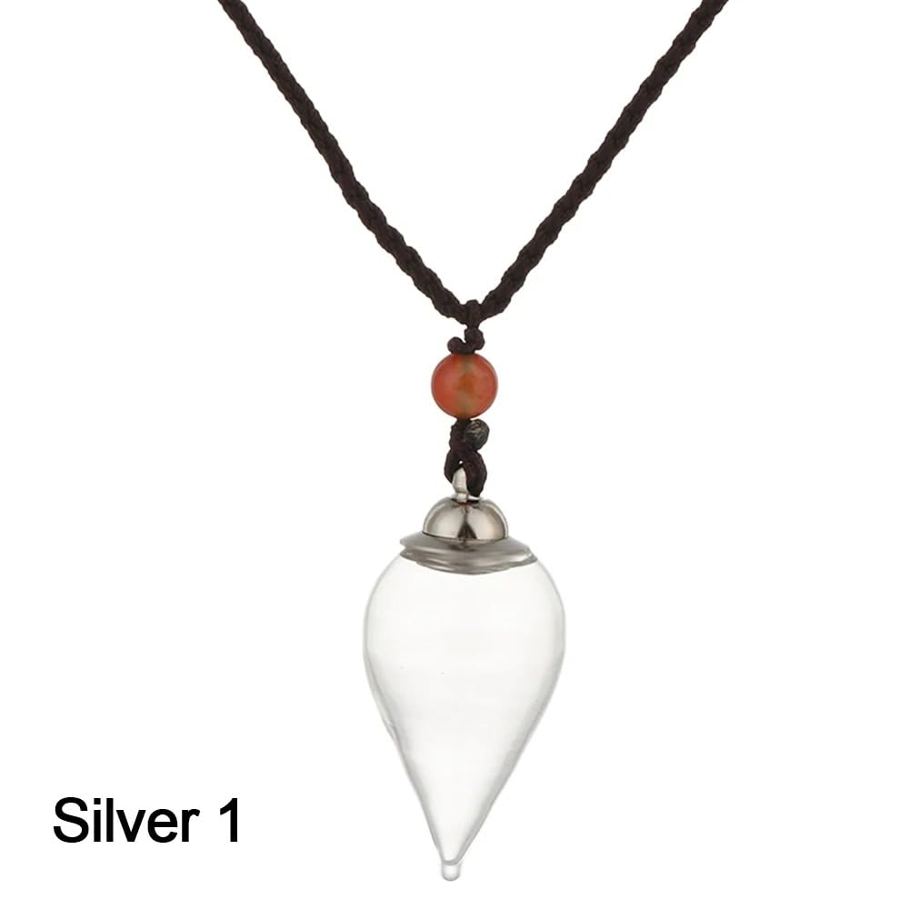 925 Sterling Silver Blood Vial Necklace For Women and Men - Glass Pendant Perfume Bottle - Water Container Jar Necklaces For Liquid Oil Diffuser Jewelry