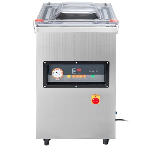 VEVOR Chamber Vacuum Sealer, 100kPa Powerful Vacuum Sealing Machine, LED Screen, One-Touch Compact Meat Packing Machine with 2 Sealing Strips & 60 Vacuum Bags, for Dry & Wet Food Preservation