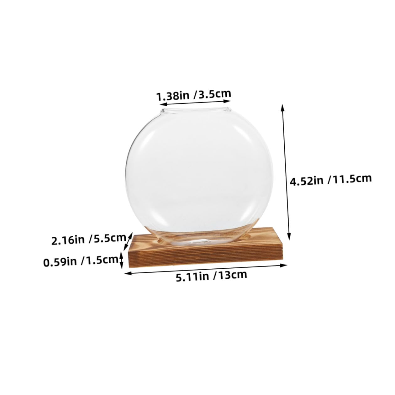 TINEASUR Propagation Glass Vase Set with Wooden Stand, Hydroponic Plant Holder for Indoor Desk, Desktop Planter for Root Observation and Plant Cultivation, 2pcs Home Office Terrarium