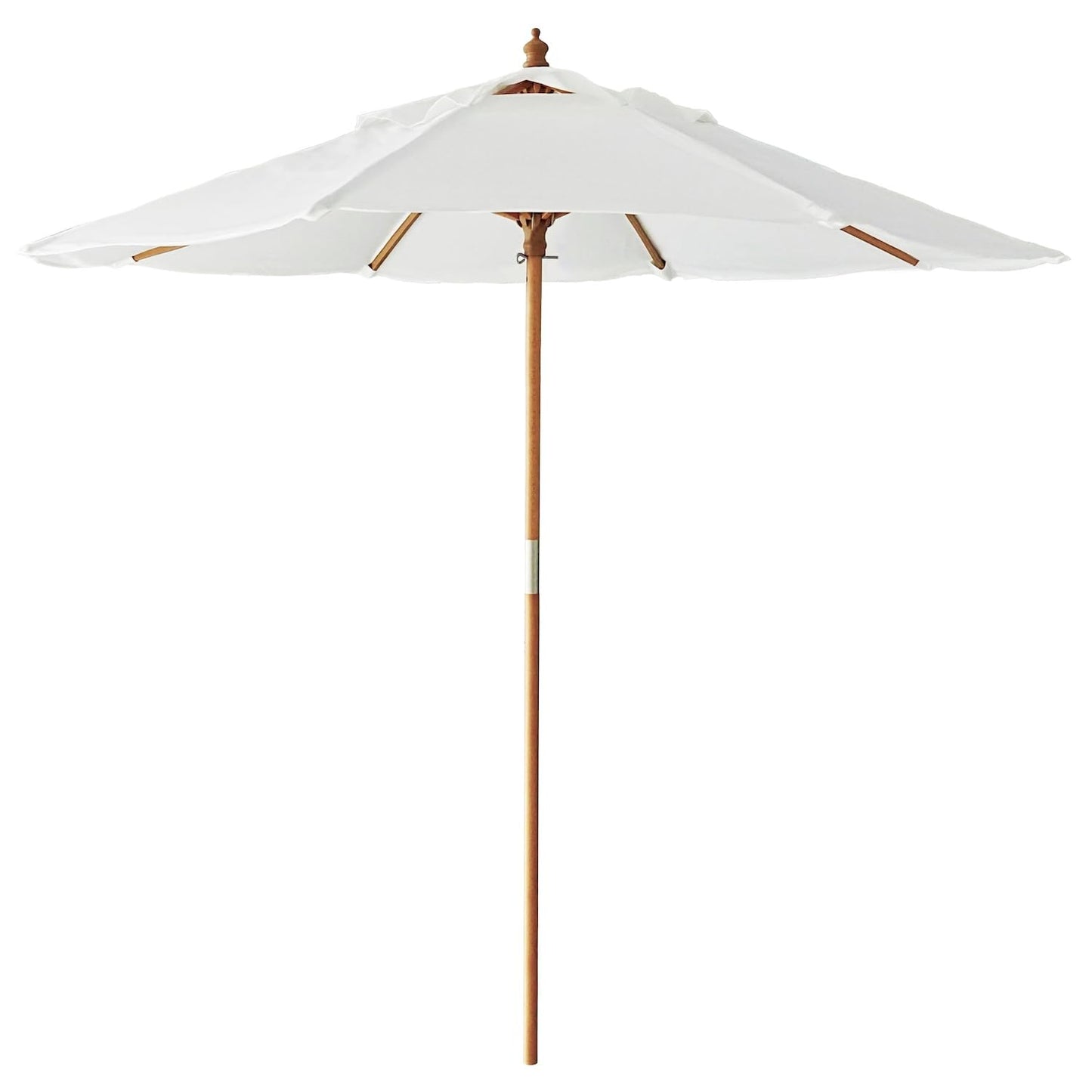AMMSUN 8.5ft Luxury Premium Boho Patio Umbrella Wood Pole Fancy Bali-style Outdoor Umbrella UPF 50+ Sun Protection with Pulley Lift Air Vent for Garden, Pool, Deck, Beach, Backyard, Events Natural White without Tassel