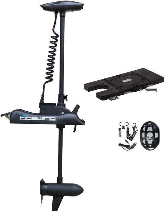 Zichen Haswing CaymanB Bow-Mount Trolling Motor with Wireless Remote, Quick Release - 80LBS Thrust, 54in. Shaft, for Fishing Boat in Freshwater & Saltwater