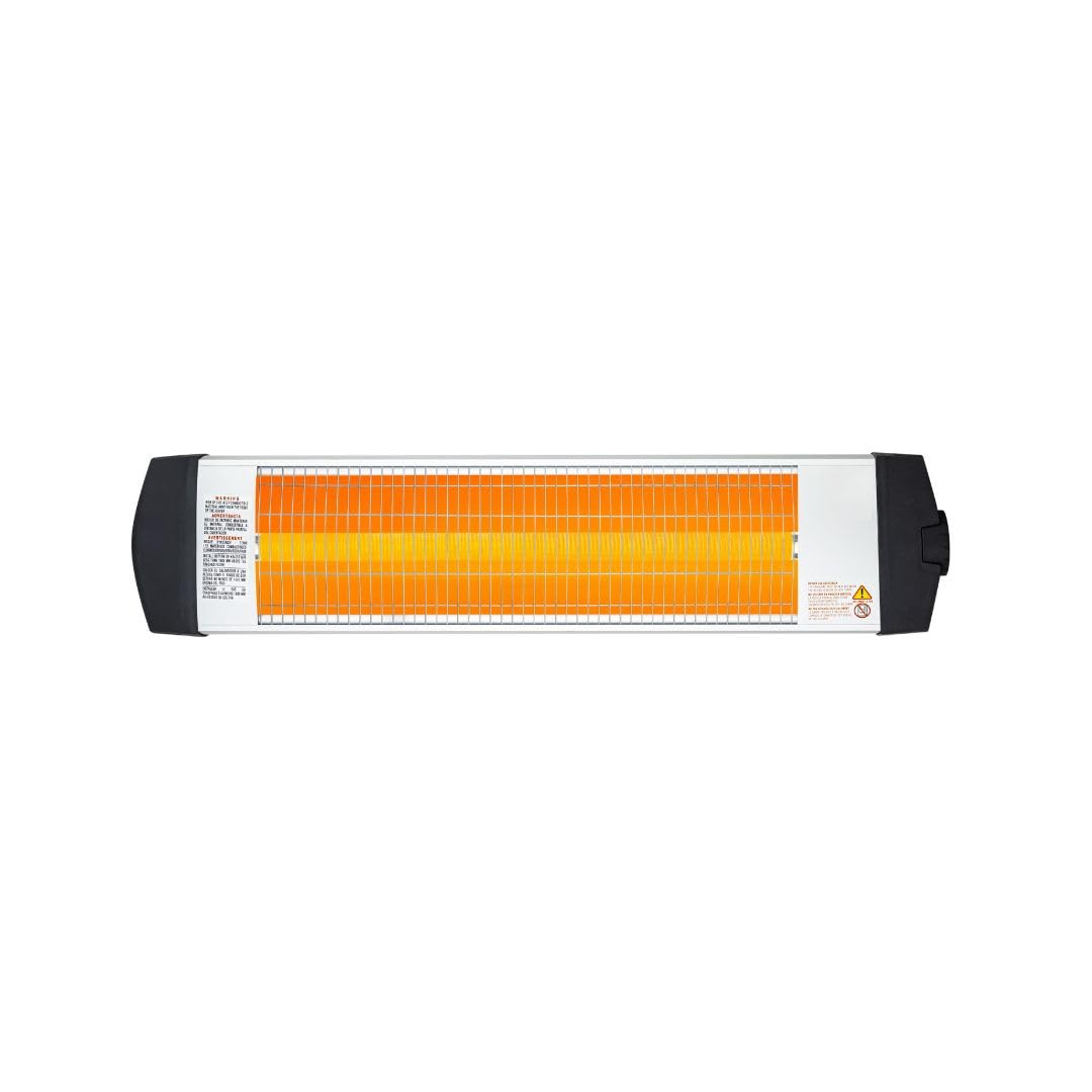 Econat 1500W Infrared Heater, Wall or Ceiling Mount, Indoor/Outdoor Electric Patio Heater, Adjustable Thermostat, Silver