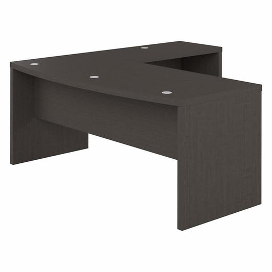 Bush Business Furniture Echo 72W Bow Front L Shaped Desk in Charcoal Maple