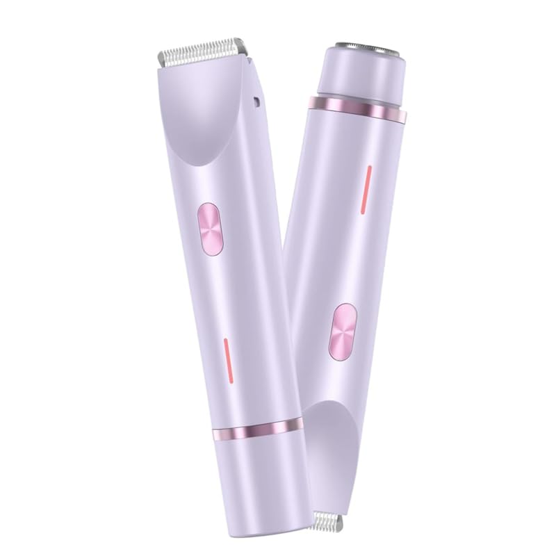 2 in 1 Dual Head Bikini Trimmer Women Electric Shaver,Waterproof Wet & Dry Use Body Hair Trimmer and Facial Hair Remover for Bikini Underarm Leg Arm Body Face (Purple)