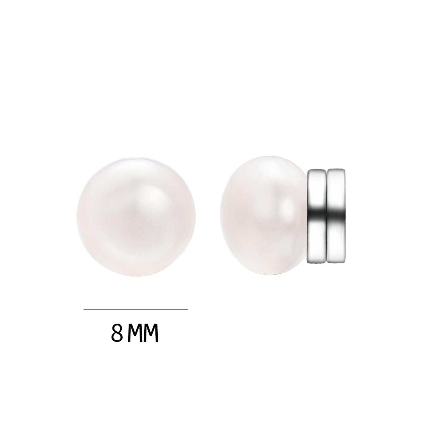 Airokiy Pearl Magnetic Earrings for Women Non Piercing 8mm Magnetic Clip on Earrings Wedding Bridal Jewellery