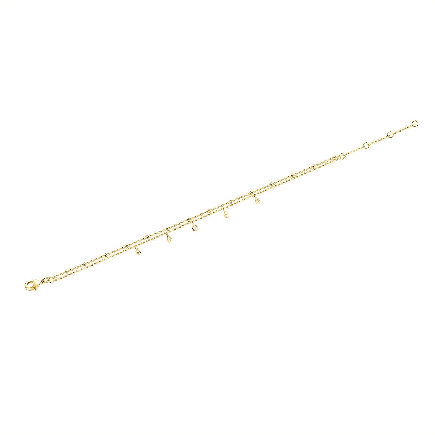 PAVOI 14K Yellow Gold Plated Layering Double Chain Bracelets for Women - Cubic Zirconia Stacking Double Wrap Chain Bracelet - Cute Best Friends Jewelry