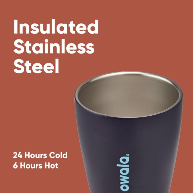 Owala SmoothSip Insulated Stainless Steel Coffee Tumbler, Reusable Iced Cup, Hot Coffee Travel Mug, Perfect for Cappuccino, BPA Free, 10 oz, Navy (Telescope Tales) (Pack of 8)