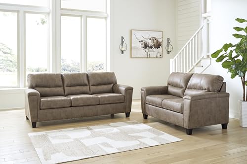 Signature Design by Ashley Navi Modern Loveseat with Removable Cushions, Dark Brown