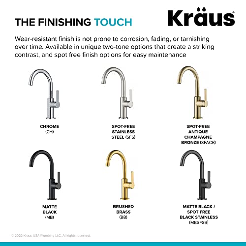 Kraus Oletto Single Handle Kitchen Bar Faucet in Matte Black/Spot Free Black Stainless Steel, Kitchen Sink Faucets, KPF-2822MBSFSB