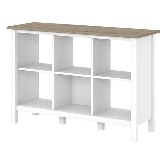 Bush Furniture Mayfield 6 Cube Bookcase in Pure White and Shiplap Gray | Storage for Home Office Workspace