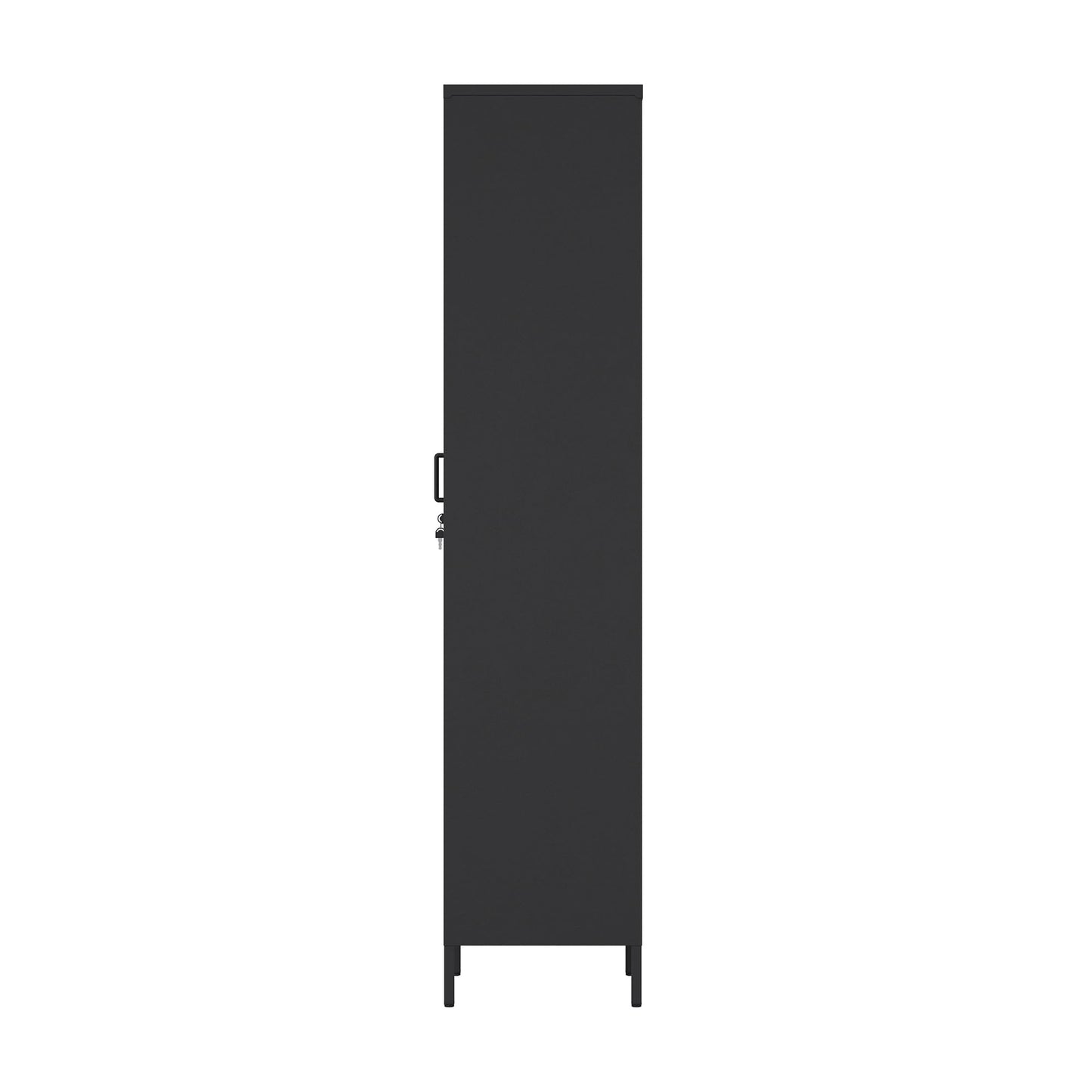 Manhattan Comfort Naomi 72.8'' Tall Storage Cabinet, Single Metal Locker with Lock, Adjustable Shelves, Vented Door & Floor Protectors, Modern Garage & Office Organizer, Black