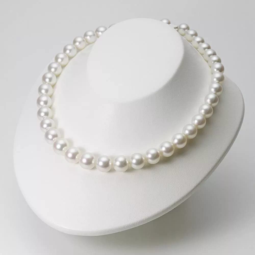 HUWODY Round White Simulated Shell Pearl Necklace Strand Pearl Choker Necklace Jewelry for Women 12mm 18inch