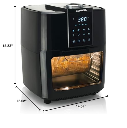 Zavor Crunch 12 Qt Air Fryer Dehydrator Combo with Rotisserie, Toaster Oven, Grill, Roaster & Convection Oven Functions | 8 Presets, Large Capacity, Accessories & Recipe eBook, Black