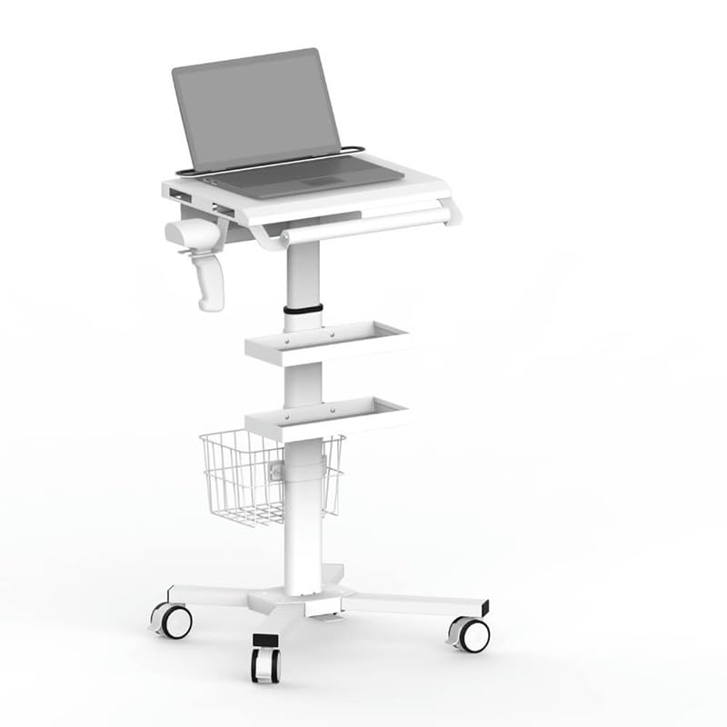 Anti-Theft Medical Laptop Cart with Scanner Holder | Mobile Workstation with Gas Lift | Height Adjustable 31.5" - 47.2" | Secure Storage & Multiple Drawers