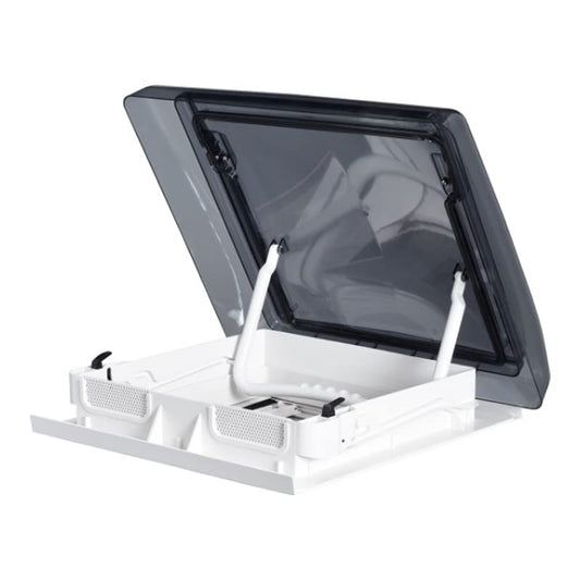 MAXXAIR SKYMAXX 00-97510 Skylight Plus Manual Lift lid with 3 Open Positions -White Interior Frame with LED Lighting