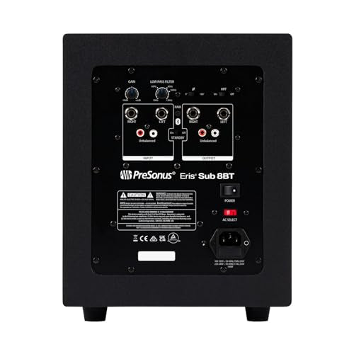 PreSonus Eris Sub 8BT — 8" Inch Powered Subwoofer, Powered Sub, Active Subwoofer, Wireless, Bluetooth, Home Audio, Bass Speaker, Home Theater, Music Production, Gaming