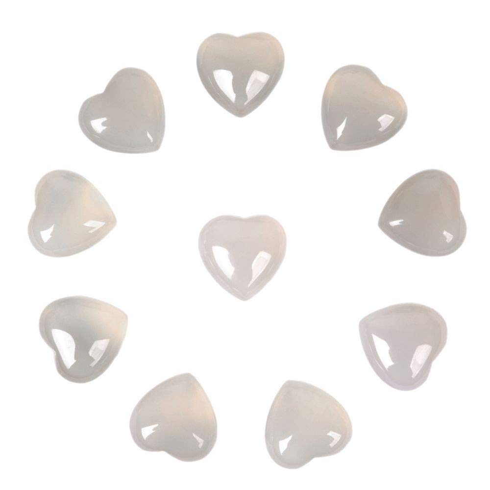 Gray Agate Gemstone Healing Crystal 0.8 Inch Mini Puffy Heart Pocket Stone Iron Gift Box (Pack of 10)