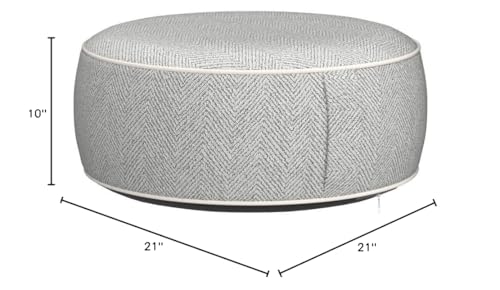 weruisi Inflatable Pouf Ottoman, 21x10 Inches Stuffed Chenille Ottoman with Inflatable PVC Liner, Foot Rest with Portable Handle, Round Floor Pillow for Living Room, Bedroom, Kids Room