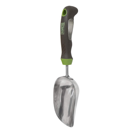 AMES 2445400 Stainless Steel Hand Soil Scoop with Ergo Gel Grip, 13-Inch, Gray